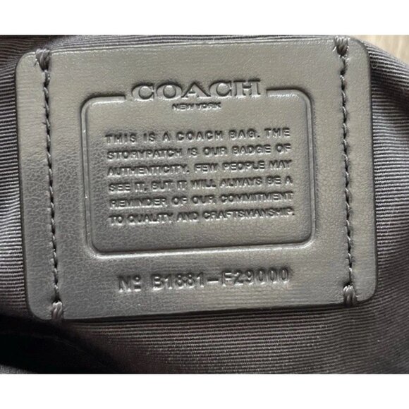 COACH Crossbody Bag Dark Gray Pebbled Leather with Gold Chain-strap Purse - Picture 15 of 16